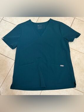 Figs Teal V-Neck Medical Scrub Top